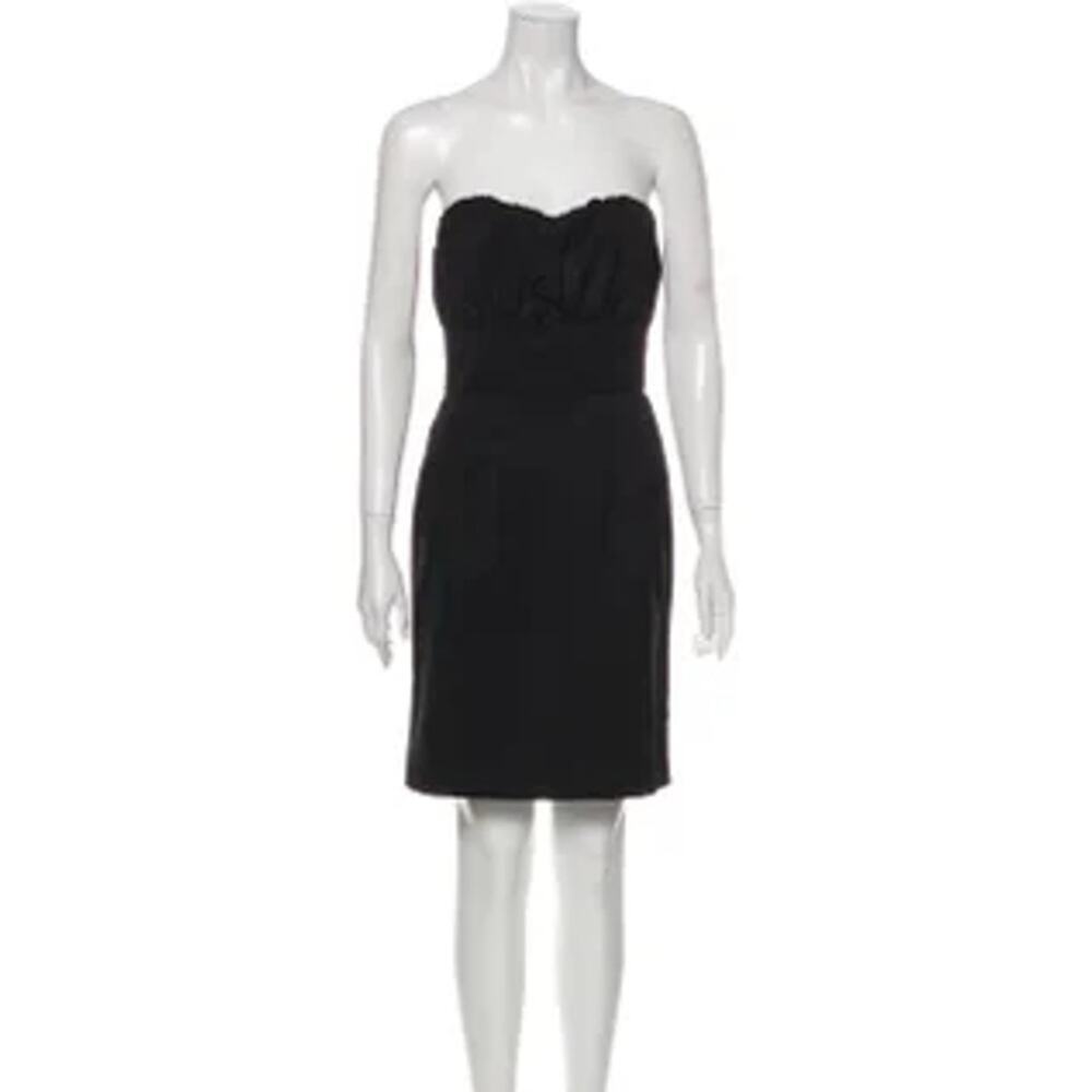 ABAETÉ | Size 4 | Black Strapless Gathered Pleated Bust Halter Mini Sheath Dress